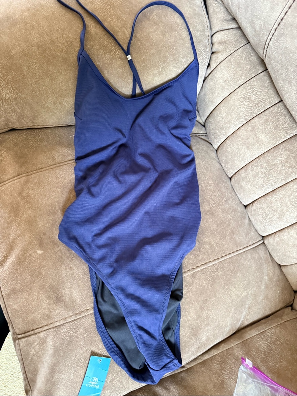 Cupshe Navy Blue One-Piece Swimsuit